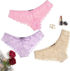 Avidlove Spitzenhöschen 4er-Pack Hipster-Unterwäsche V-förmiger Bund Tangas