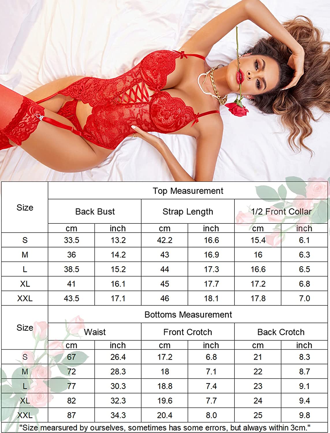 Avidlove Lace Lingerie Set with Garter Belts Lace Bodysuit Teddy with Panty