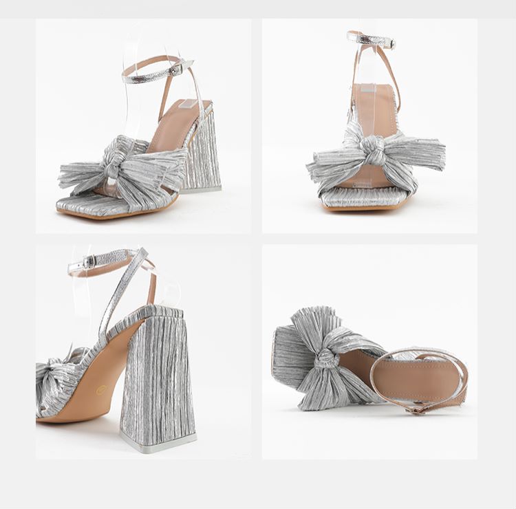 Bow Knot Chunky Heel Sandals