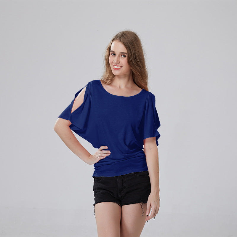 Round Neck Bat Sleeve Tops