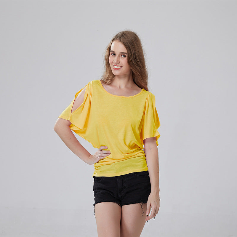 Round Neck Bat Sleeve Tops