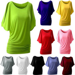 Round Neck Bat Sleeve Tops