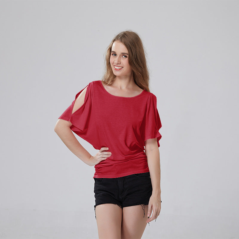 Round Neck Bat Sleeve Tops