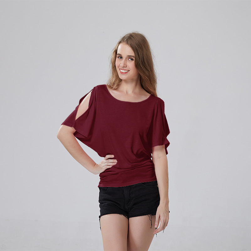 Round Neck Bat Sleeve Tops