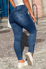 Cropped-Jeans in voller Größe mit Tasche