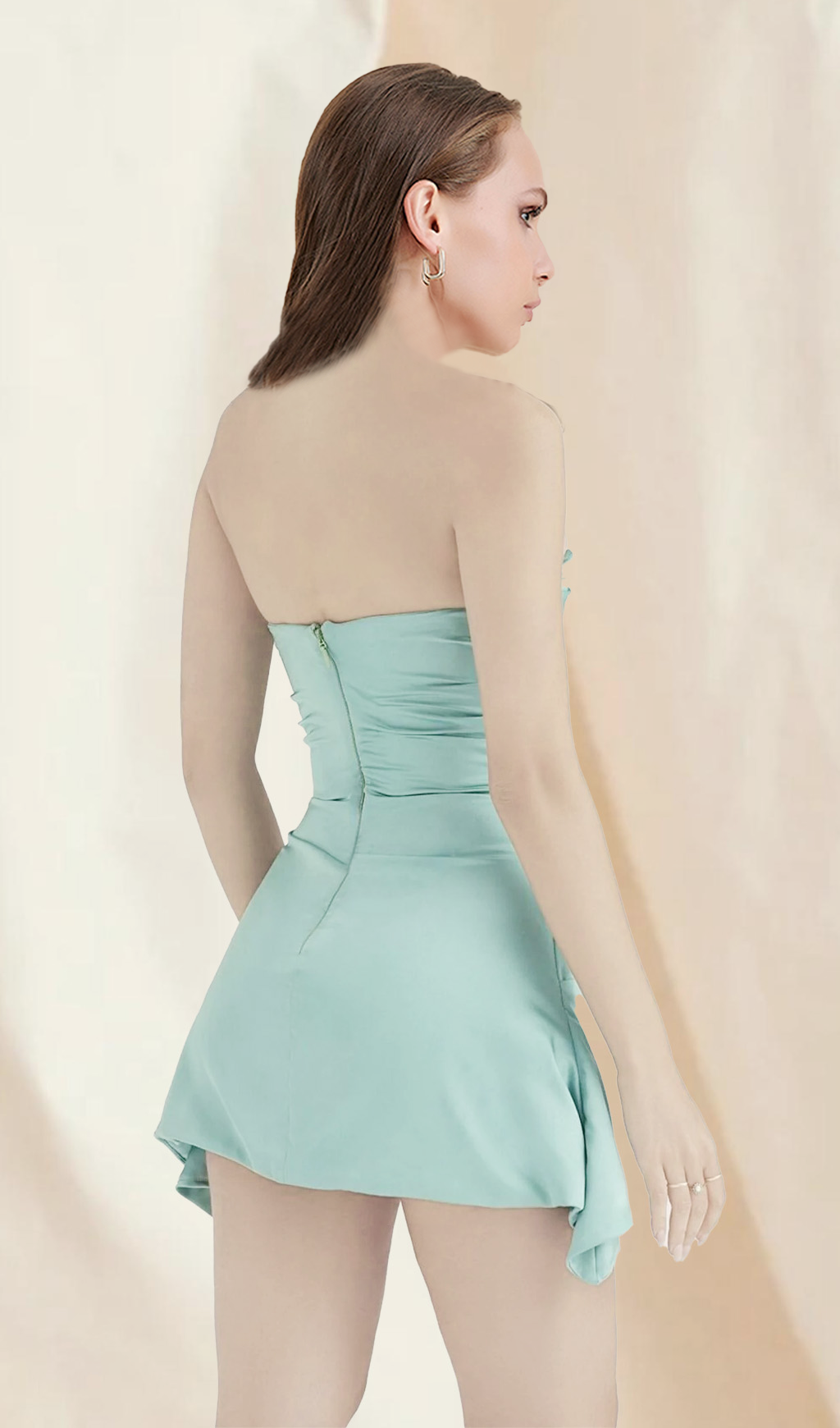 Strapless Satin Mini Dress