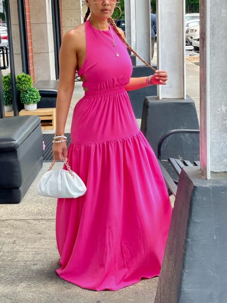 Neckholder-Maxikleid mit rückenfreiem Schnitt