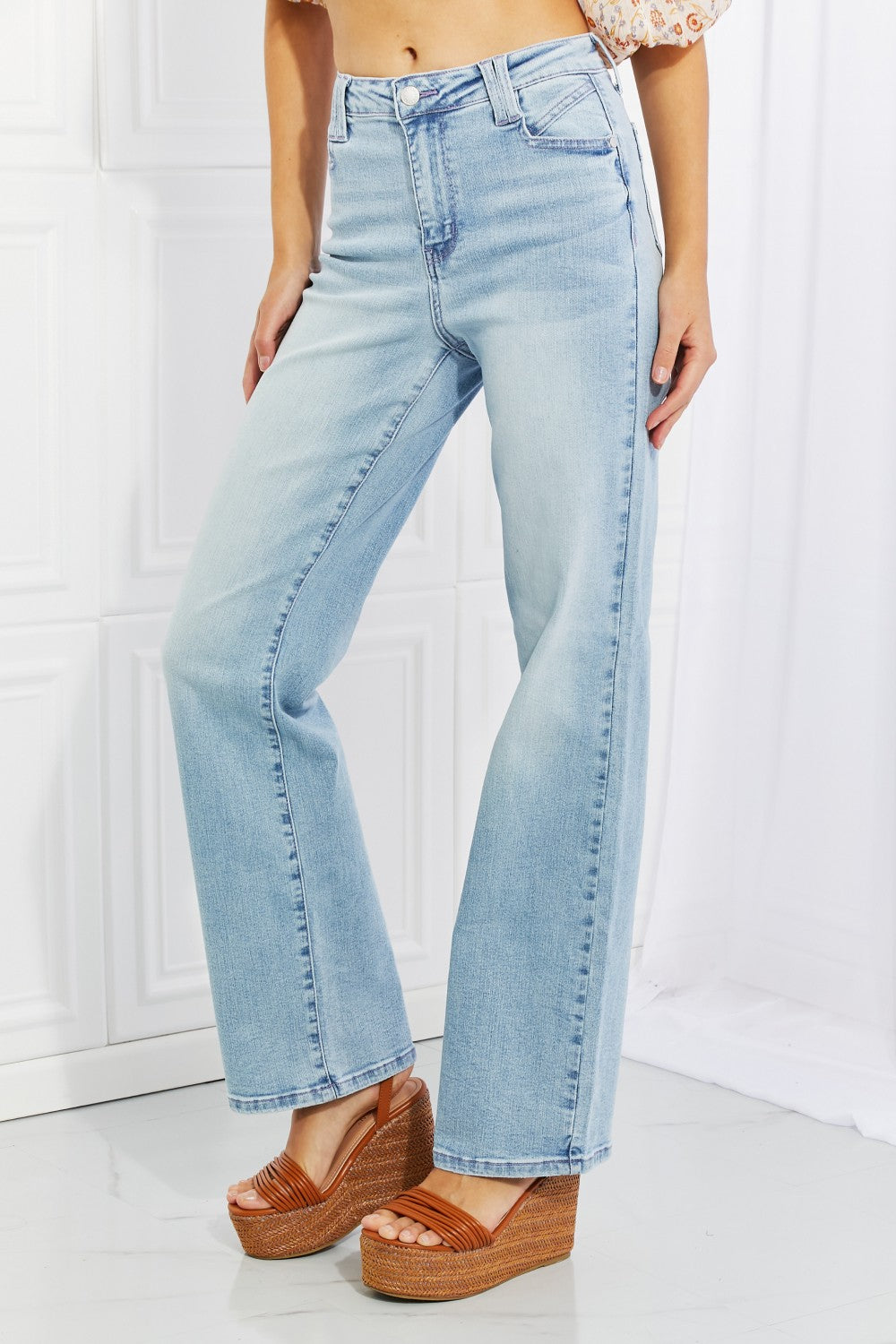 Judy Blue Harper Jeans mit hoher Taille und weitem Bein in voller Größe