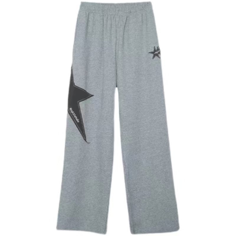 Star Patch Baggy Gray Sweatpants