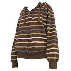 Gestreifter Kapuzenpullover im 90er-Jahre-Stil mit Reißverschluss