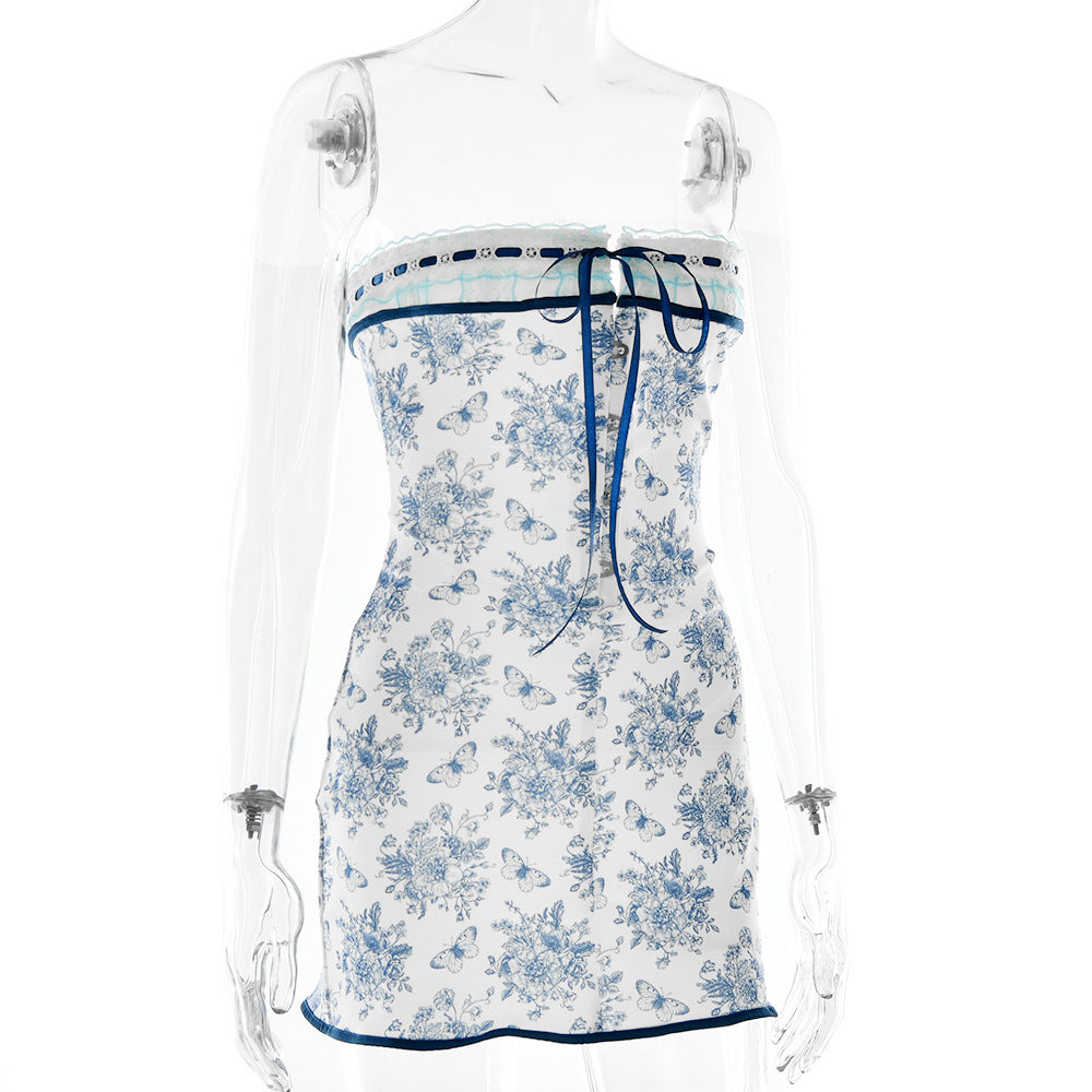 Vintage Design Print Mini Dress
