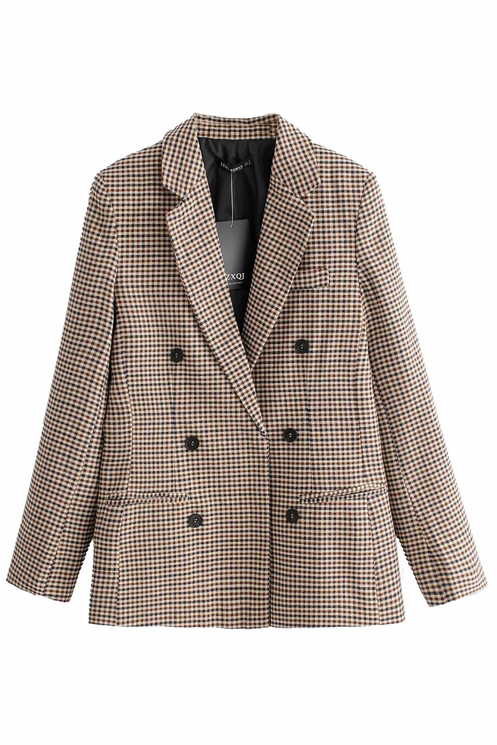 Blazers Lapel Check Pocket Button Blazer Ins Street