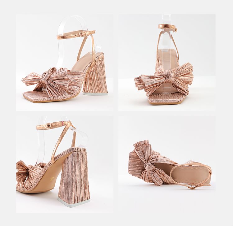 Bow Knot Chunky Heel Sandals