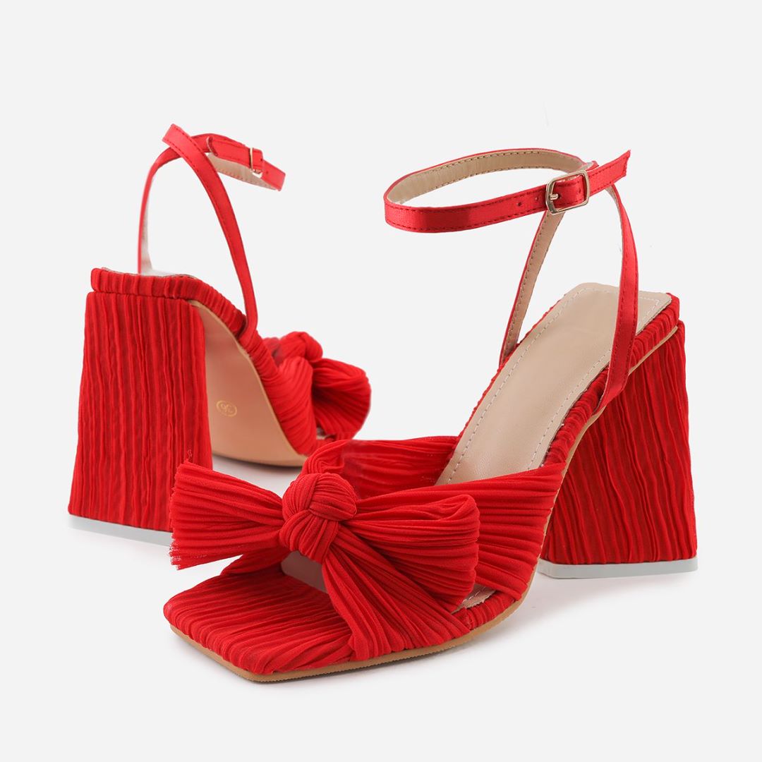 Bow Knot Chunky Heel Sandals