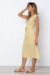 Radiant Striped Drawstring Maxi Dress Ins Street