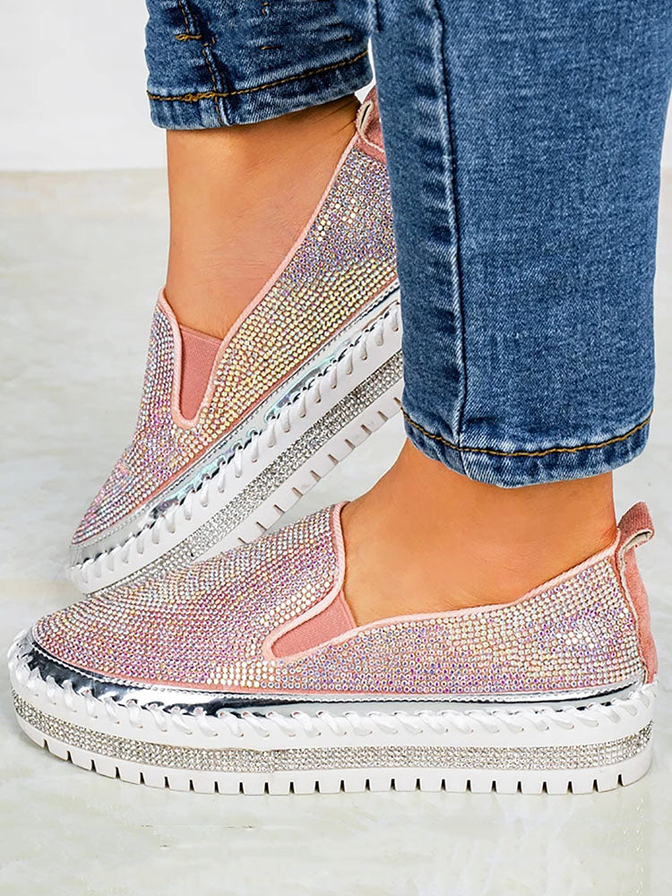 Slipper mit Plateausohle und Strasssteinen