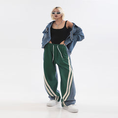 Baggy-Boyfriendjeans mit Patchwork-Streifen