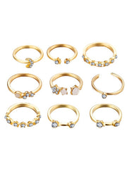 9-teiliges Ringset mit Mond und Stern