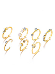 9-teiliges Ringset mit Mond und Stern