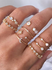 9-teiliges Ringset mit Mond und Stern
