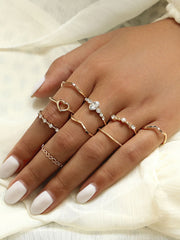 9 Stücke Strass Herz Ring