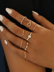9 Stücke Strass Herz Ring