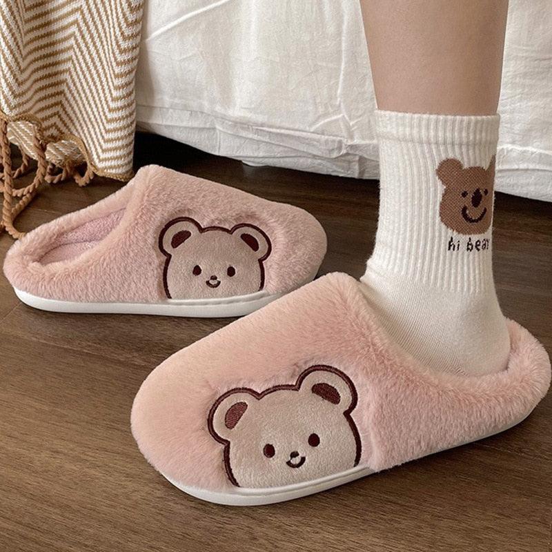 Cute Bear Fur Slipper for Women