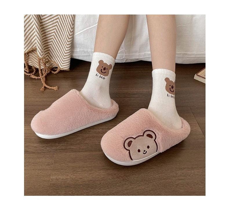 Cute Bear Fur Slipper for Women