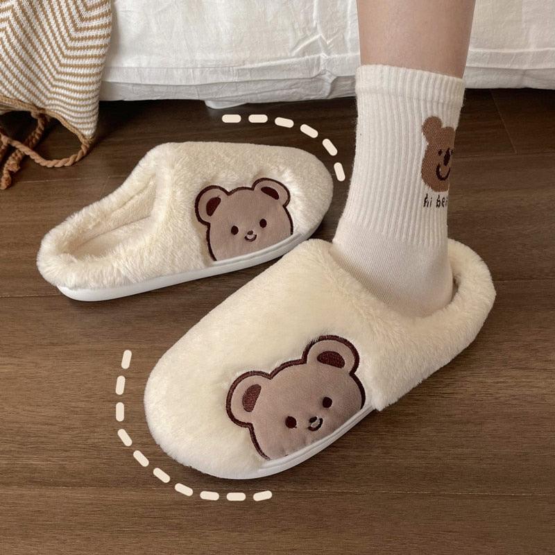 Cute Bear Fur Slipper for Women