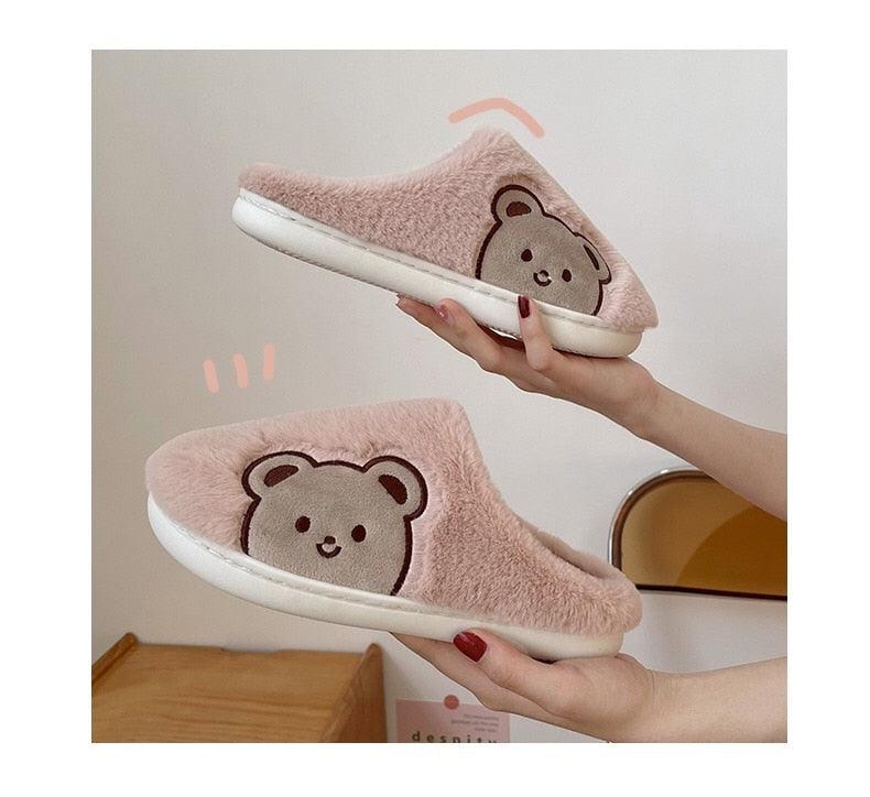 Cute Bear Fur Slipper for Women