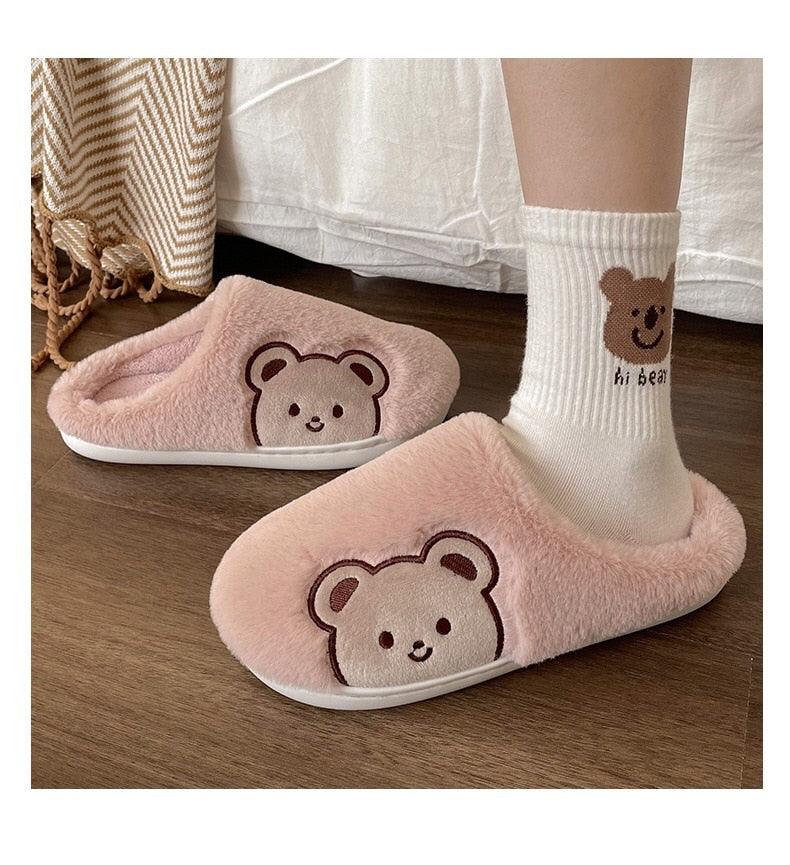 Cute Bear Fur Slipper for Women