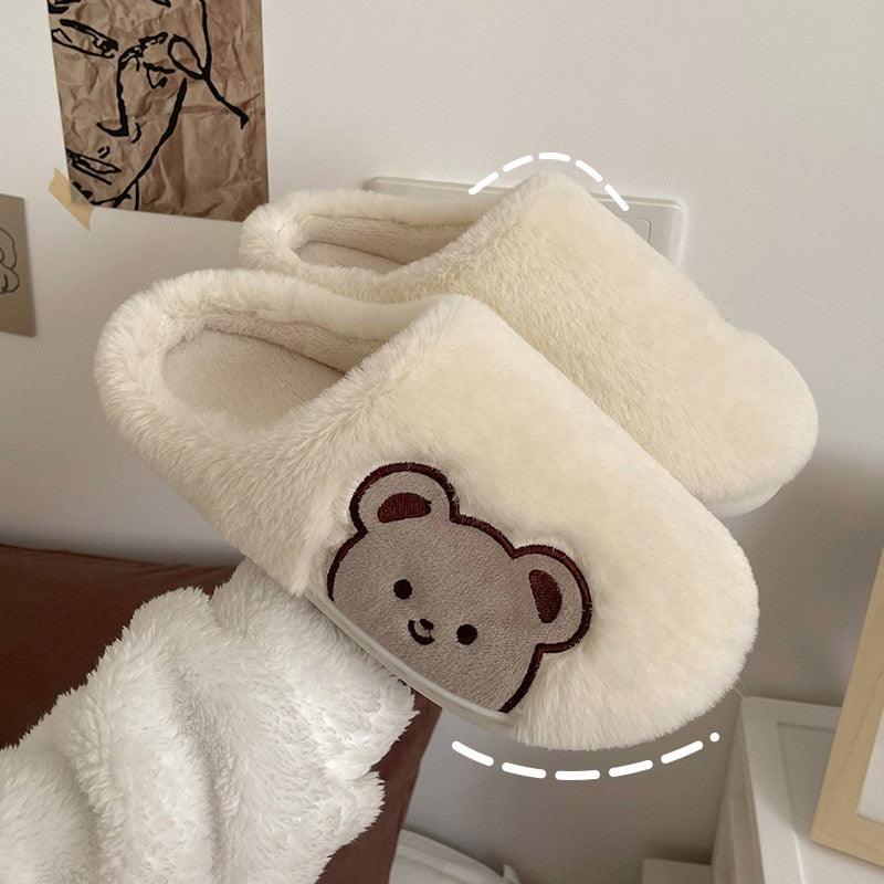 Cute Bear Fur Slipper for Women