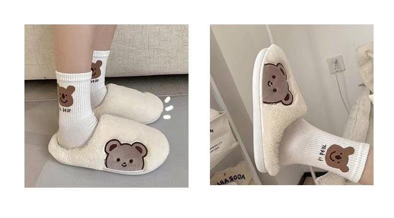 Cute Bear Fur Slipper for Women