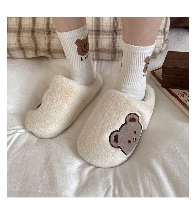Cute Bear Fur Slipper for Women