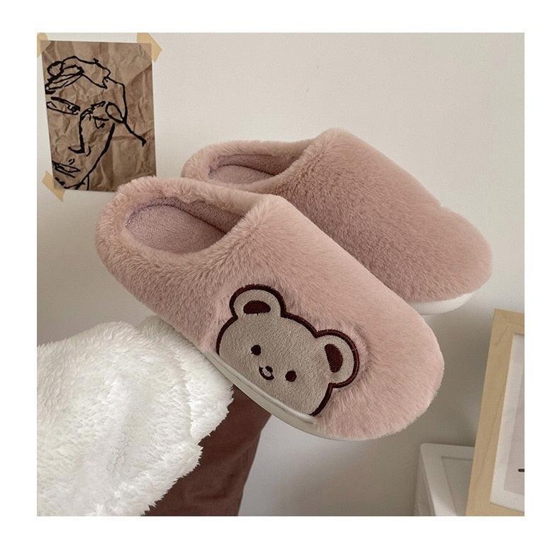 Cute Bear Fur Slipper for Women