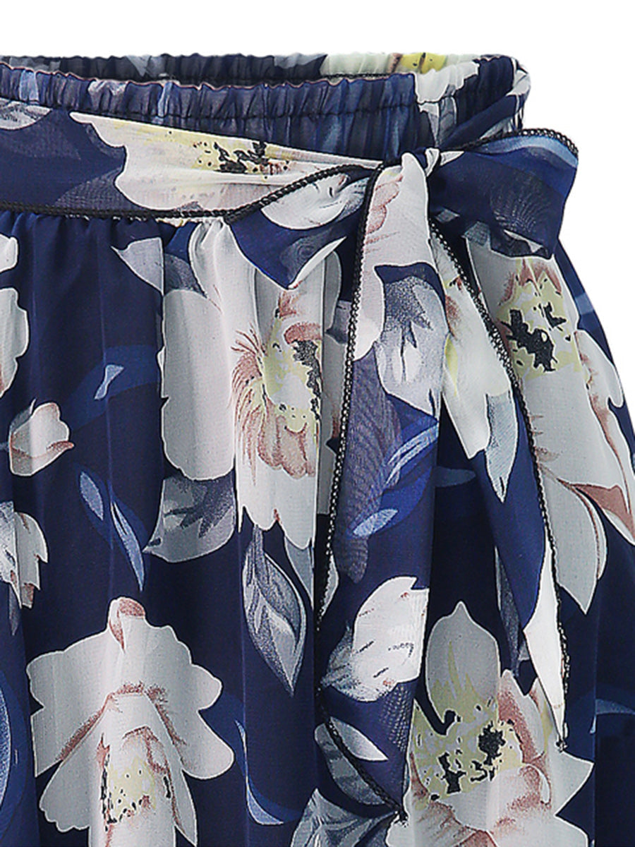 Allover Floral Print Flare Skirt Sai Feel