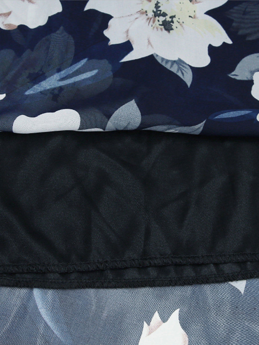 Allover Floral Print Flare Skirt Sai Feel