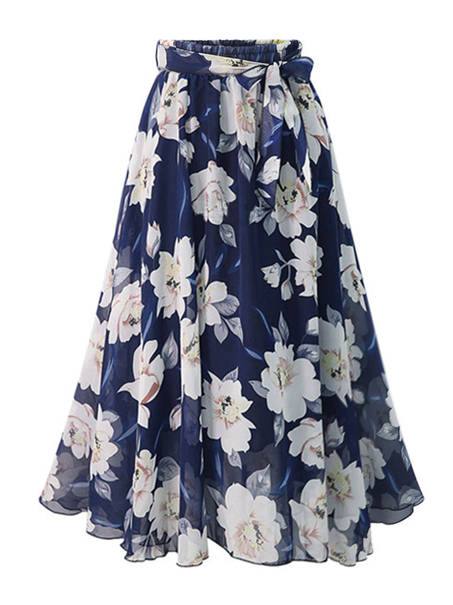 Allover Floral Print Flare Skirt Sai Feel