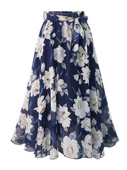 Allover Floral Print Flare Skirt Sai Feel