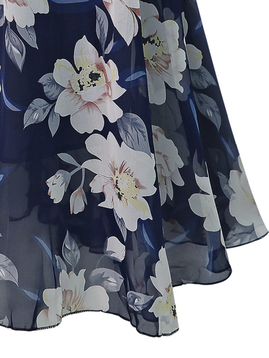 Allover Floral Print Flare Skirt Sai Feel