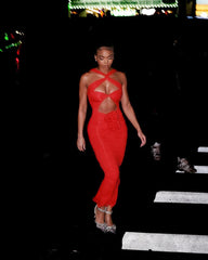 Halter Cut Out Maxi Dress In Red