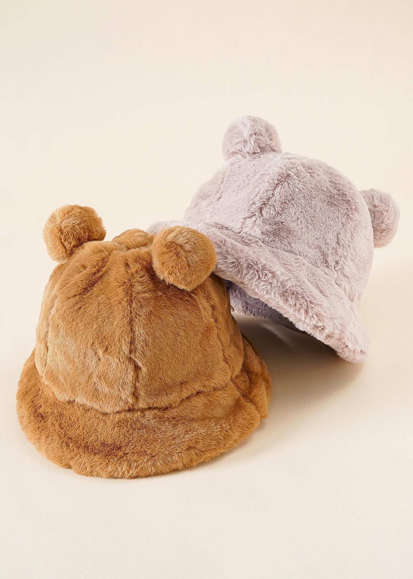 Bear Ear Decor Faux Fur Beanie