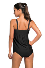 Schwarzer 2-teiliger Swing-Push-Up-Tankini-Badeanzug
