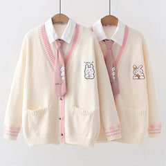Bunny Cardigan Sweater Shirt Set