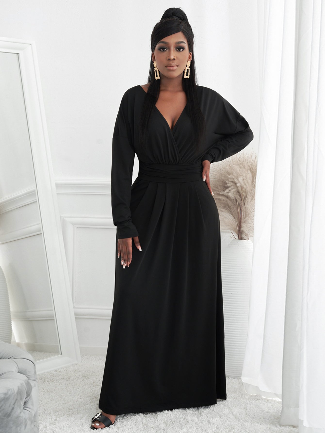 Burgundy Dolman Venetian Maxi Dress Sai Feel
