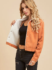 Button Front Sherpa Lining Corduroy Jacket Sai Feel