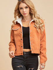 Button Front Sherpa Lining Corduroy Jacket Sai Feel