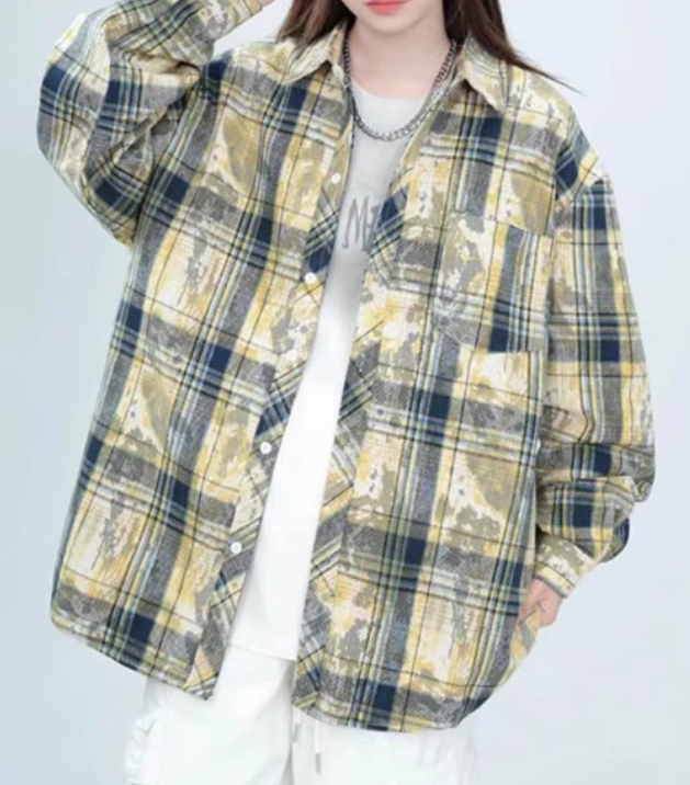 Starry Sky Distressed Plaid Shirts