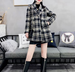 Stan Karierter Mantel mit Taschen - Mitternachtsblau