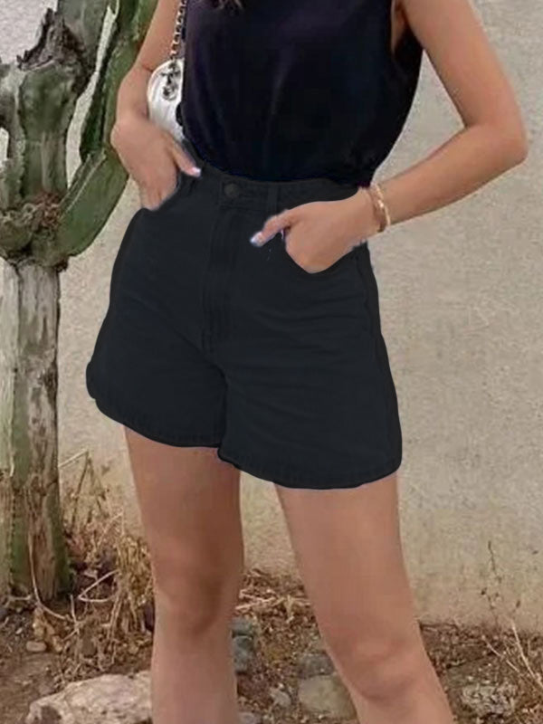 Basic Washed Denim Shorts